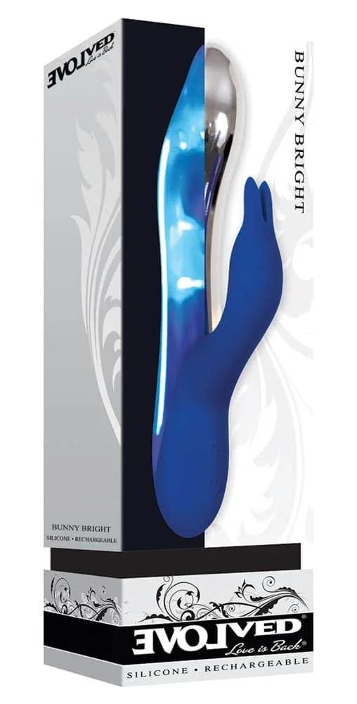Vibrator Bunny Bright, Metalic+albastru, 19 Cm