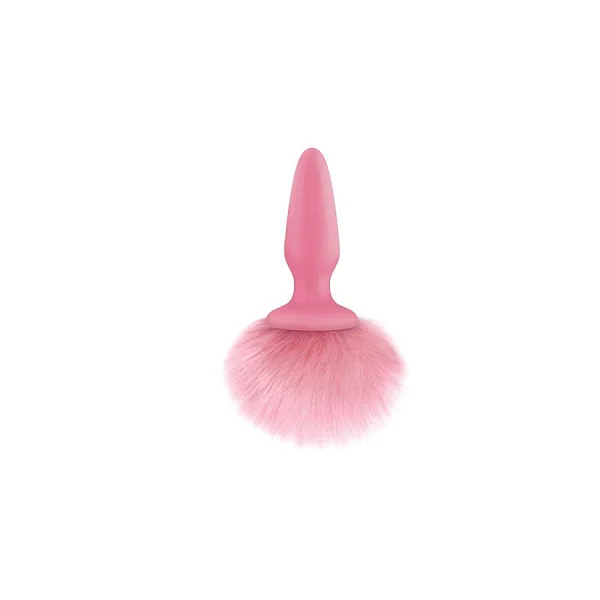 Dop Anal  Cu Codita Pufoasa Bunny Tail, Roz, 7.5 Cm