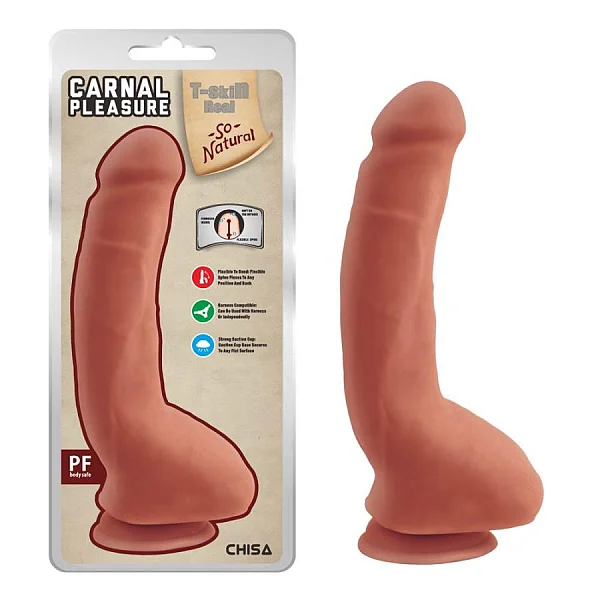 Dildo Clasic Cu Ventuza Carnal Pleasure, Bronz, 23.5 Cm