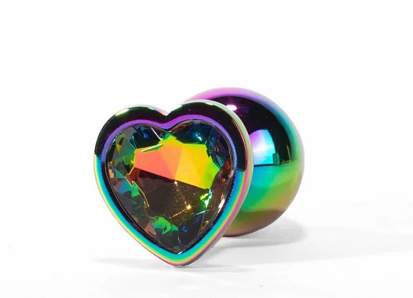 Dop Anal Cu Bijuterie Secret Shine Metal Rainbowheart S, Multicolor, 7 Cm