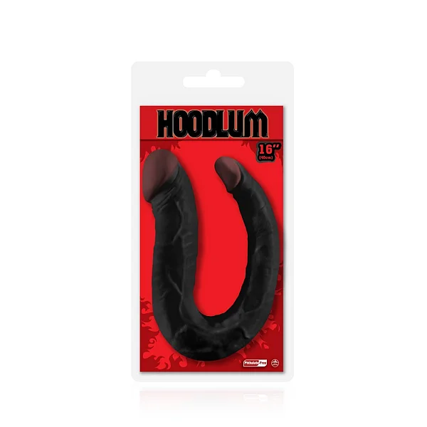 Dildo Dublu Hoodlum U-shaped, Negru, 40.5 Cm
