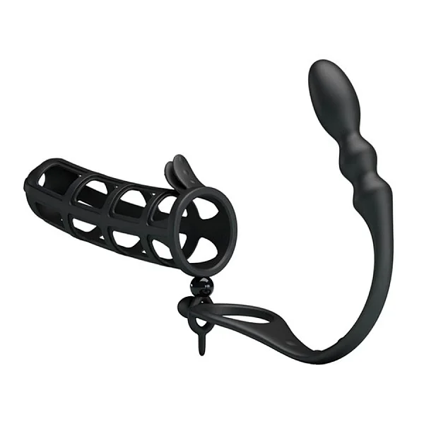 Extensie/manson Pentru Penis Cu Dop Anal Hercules I, Negru