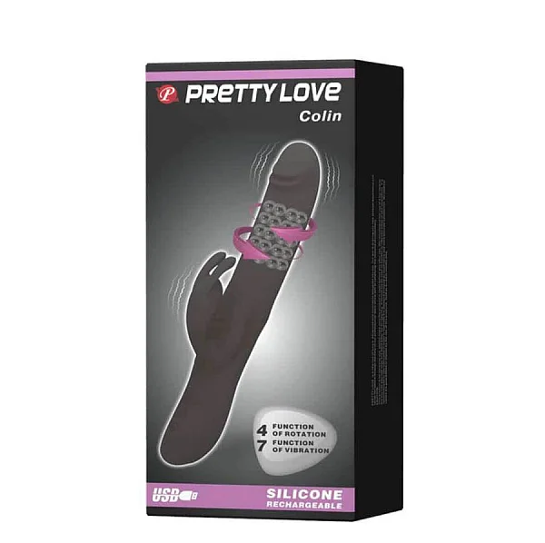 Vibrator Rabbit Cu Rotatii Colin, Negru, 25 Cm