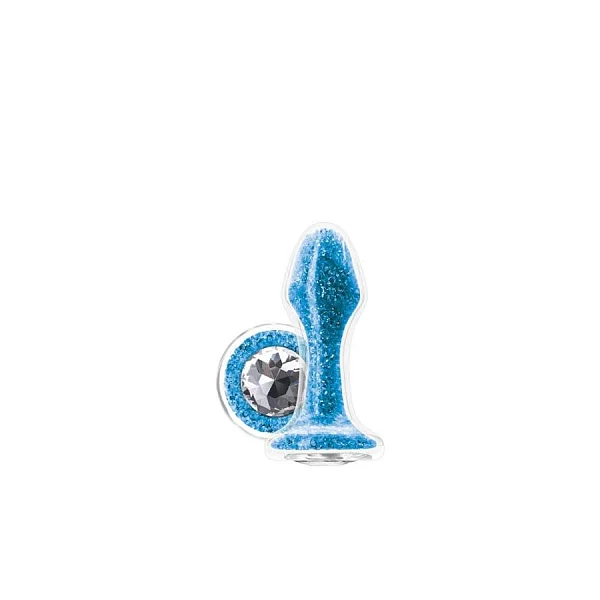 Dop Anal Din Sticla Stardust Glam, Turcoaz, 9.5 Cm