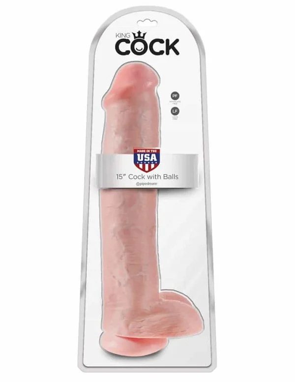 Dildo Clasic Cu Testicule King Cock, Natural, 38 Cm