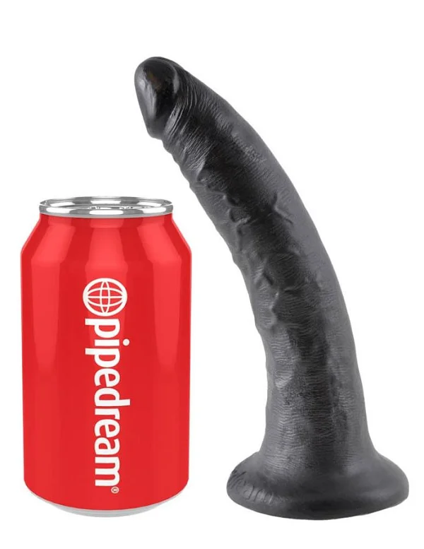 Dildo Clasic Cu Ventuza King Cock, Negru, 17.5 Cm