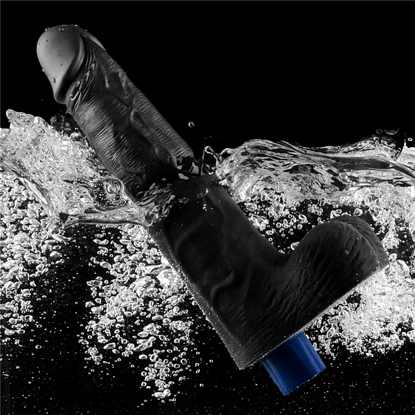 10" Real Softee Rechargeable Vibrating Dildo(black)_b15o50_4