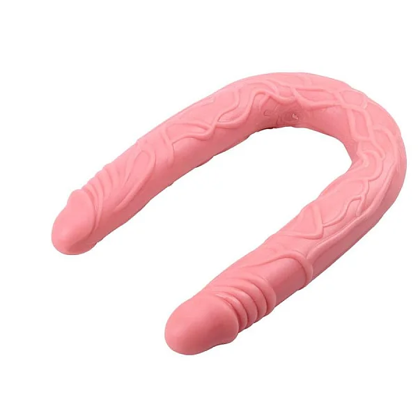 Dildo Clasic Dublu Basic Jelly, Roz, 50 Cm