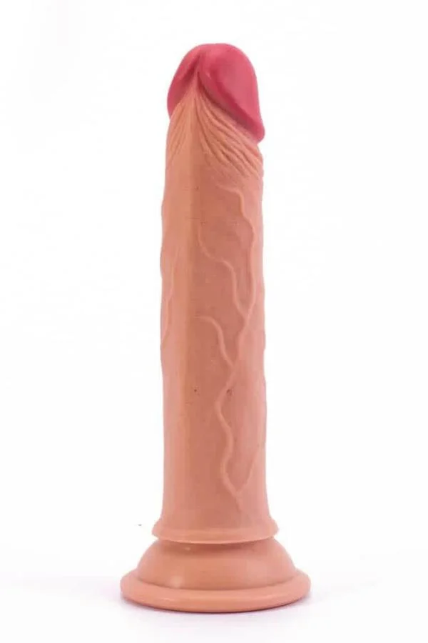 Dildo Realistic Din Silicon Dublu-stratificat, Natural, 17.7 Cm