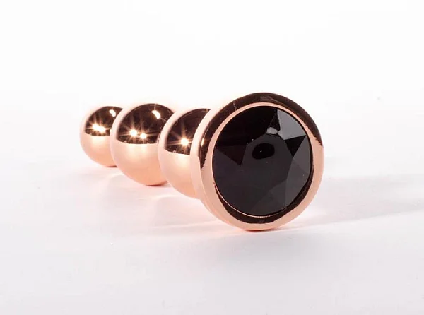 Dop Anal Cu Bijuterie Secret Shine Booty Call Gold M, Auriu + Negru, 11.5 Cm