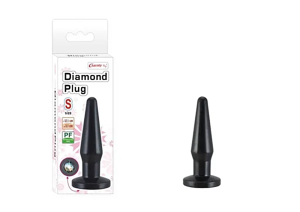 Dop Anal Cu Bijuterie Diamond Plug Small, Negru, 12 Cm