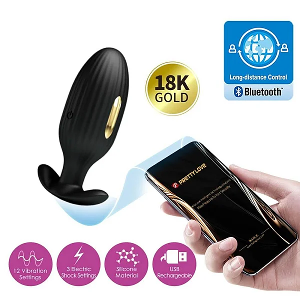 Dop Anal Cu Vibratii Si Electrostimulare Jefferson, Negru, 9 Cm