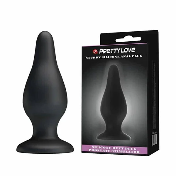 Dop Anal Sturdy Silicone, Negru, Large 15 Cm