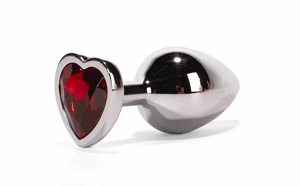 Dop Anal Cu Bijuterie Secret Shade Metal L, Argintiu + Rosu, 9.5 Cm