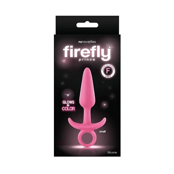 Dop Anal Fosforescent Firefly Prince, Small, Roz, 11 Cm