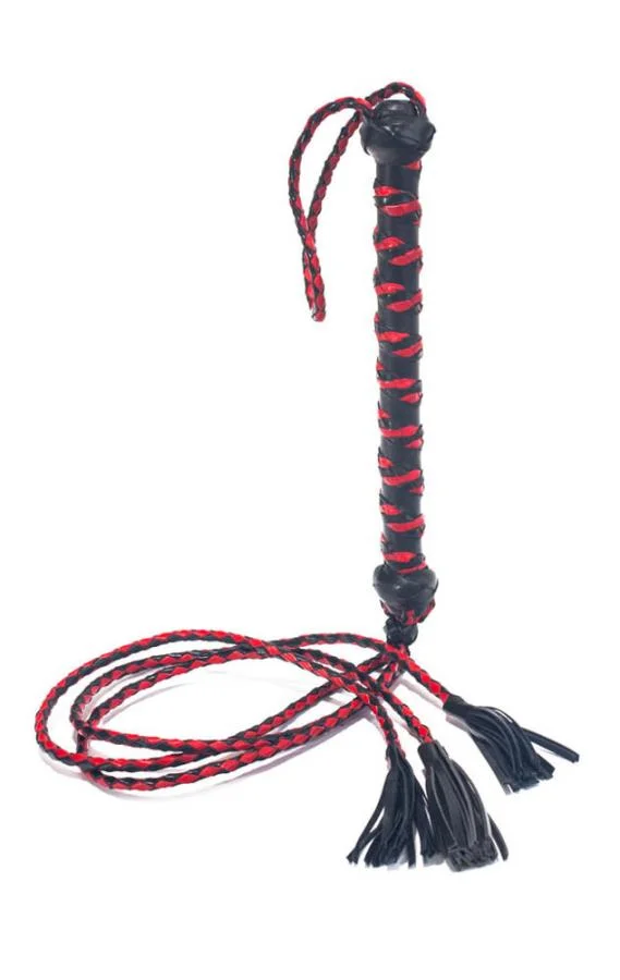 Bici Cu Snururi Impletite, Negru + Rosu, 76 Cm