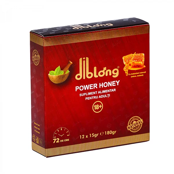 Miere Afrodisiac Diblong Power Honey, Unisex, 12 Plicuri X 15 G