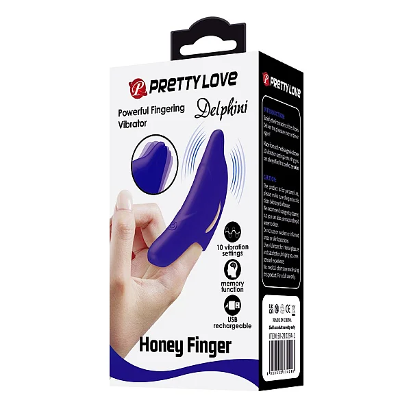 Degetar Cu Vibratii  Delphini Honey Finger, Albastru