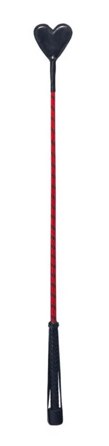 Cravasa Din Piele, Negru + Rosu, 66 Cm