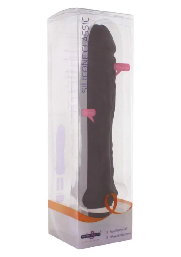 Vibrator Realistic Silicone Clasic, Negru, 24 Cm