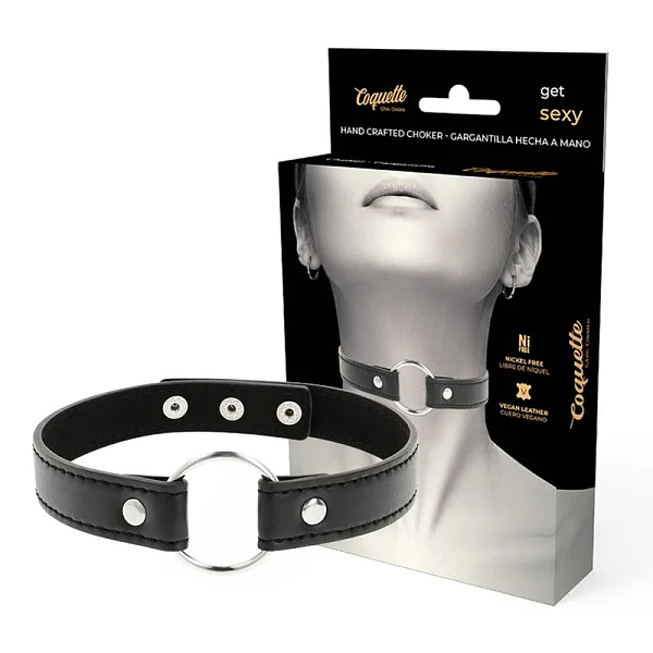 Colier Din Piele Vegana Coquette Cu Accesoriu Cerc